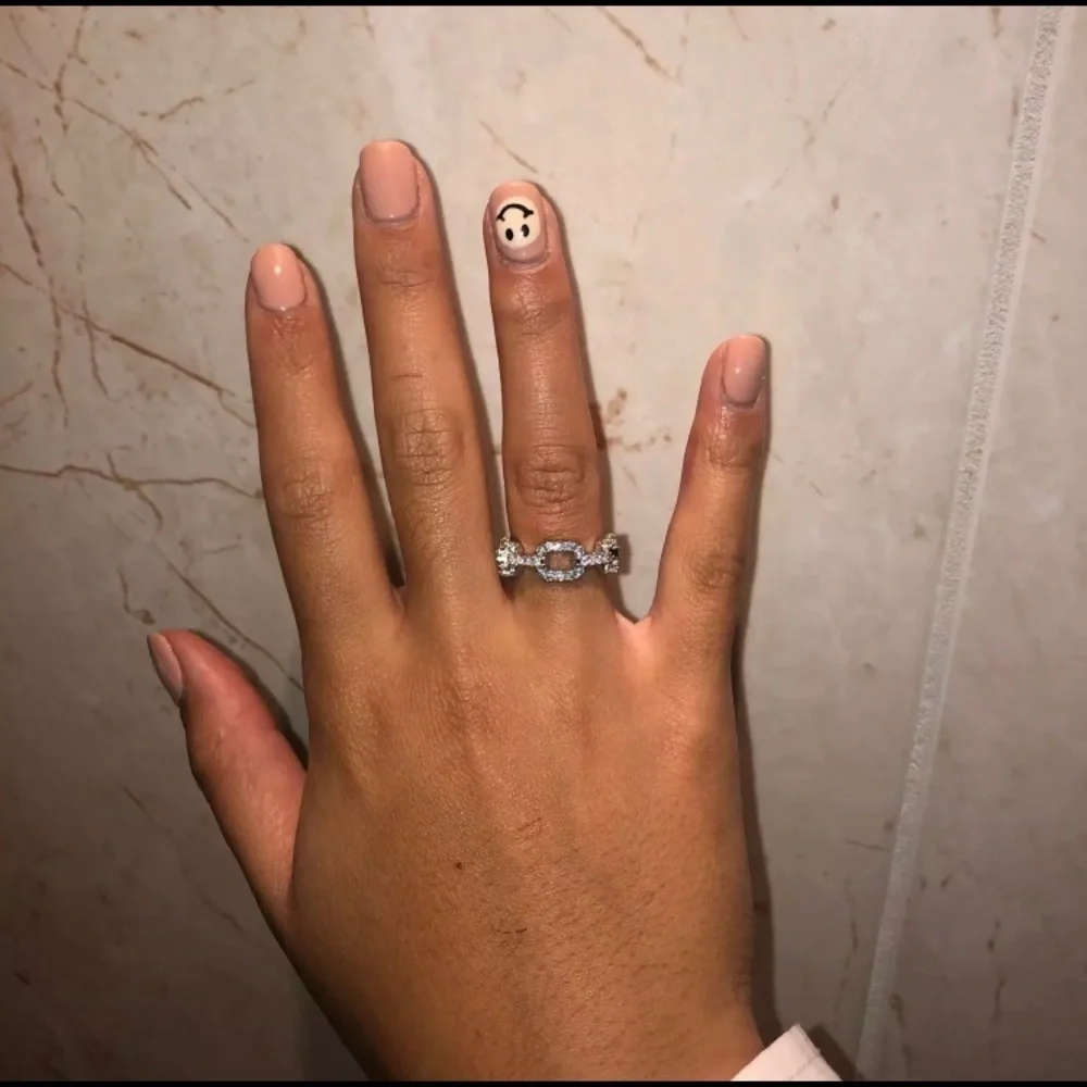 Silver Chain Ring Cubic Zirconia
